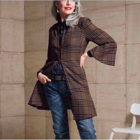 CAbi Jackets & Blazers - CAbi Women's Small Tartan Plaid Flounce Jacket Longline Dark Acadamia # 3902